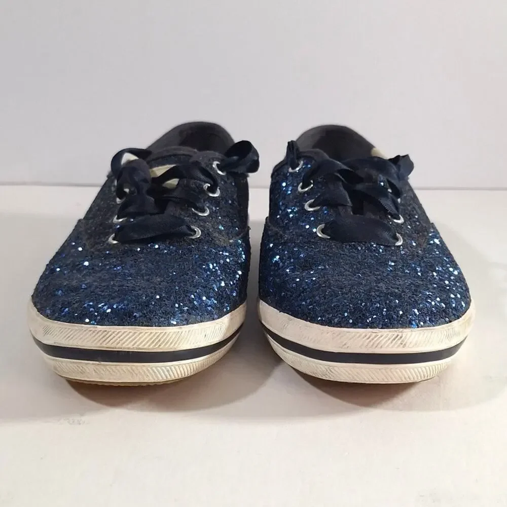 Keds X Kate Spade sz 6 Blue Glitter Women's Sneakers Casual Classic Preppy